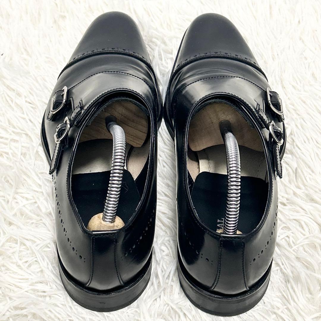 ✨美品✨REGALリーガル ダブルモンク ガラスレザー V165ブラック 26㎝