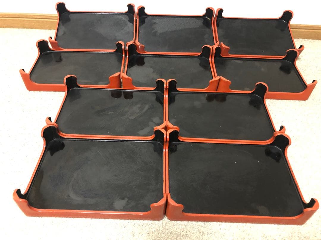 ミニお膳　アンティーク 10膳セット　木製収納箱付き　骨董品