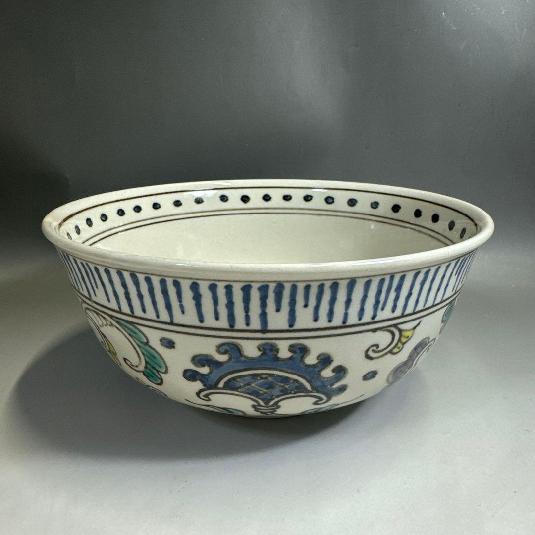 茶道具 懐石道具 膳所焼 色絵 唐草 菓子鉢 陽炎園 岩崎新定