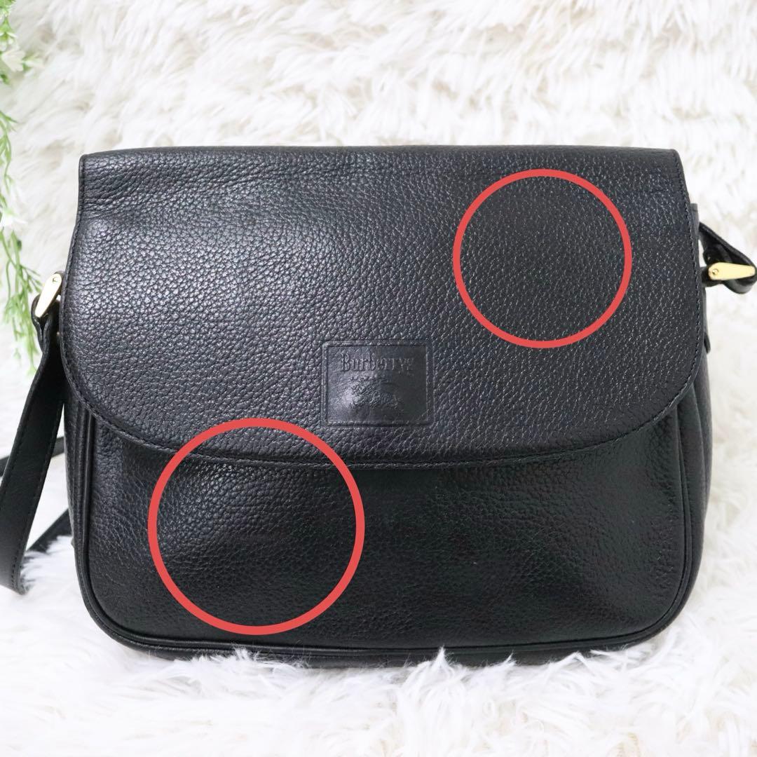 BURBERRY バーバリーズ ショルダーバッグ シボ革レザー ノバチェック黒