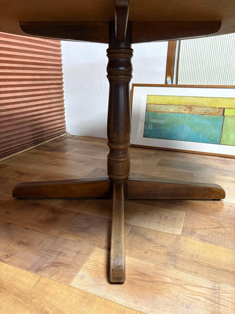 キツツキ　飛騨産業　昭和レトロ　ヴィンテージ　ダイニングテーブル　丸テーブル