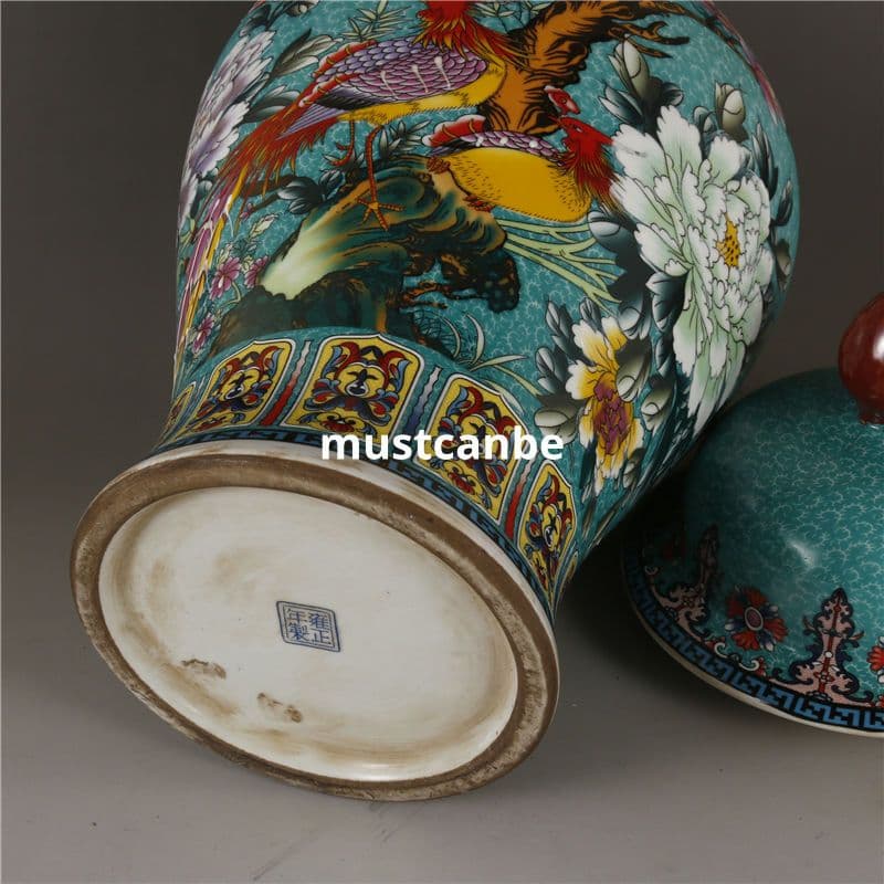 清雍正琺瑯彩祥鳳凰花鳥将軍缶 景徳鎮 陶磁器 装飾品 現代