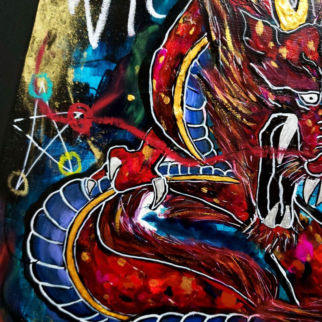 【インパクトアート/M10号】赤龍《龍神/陰陽/現代アート》