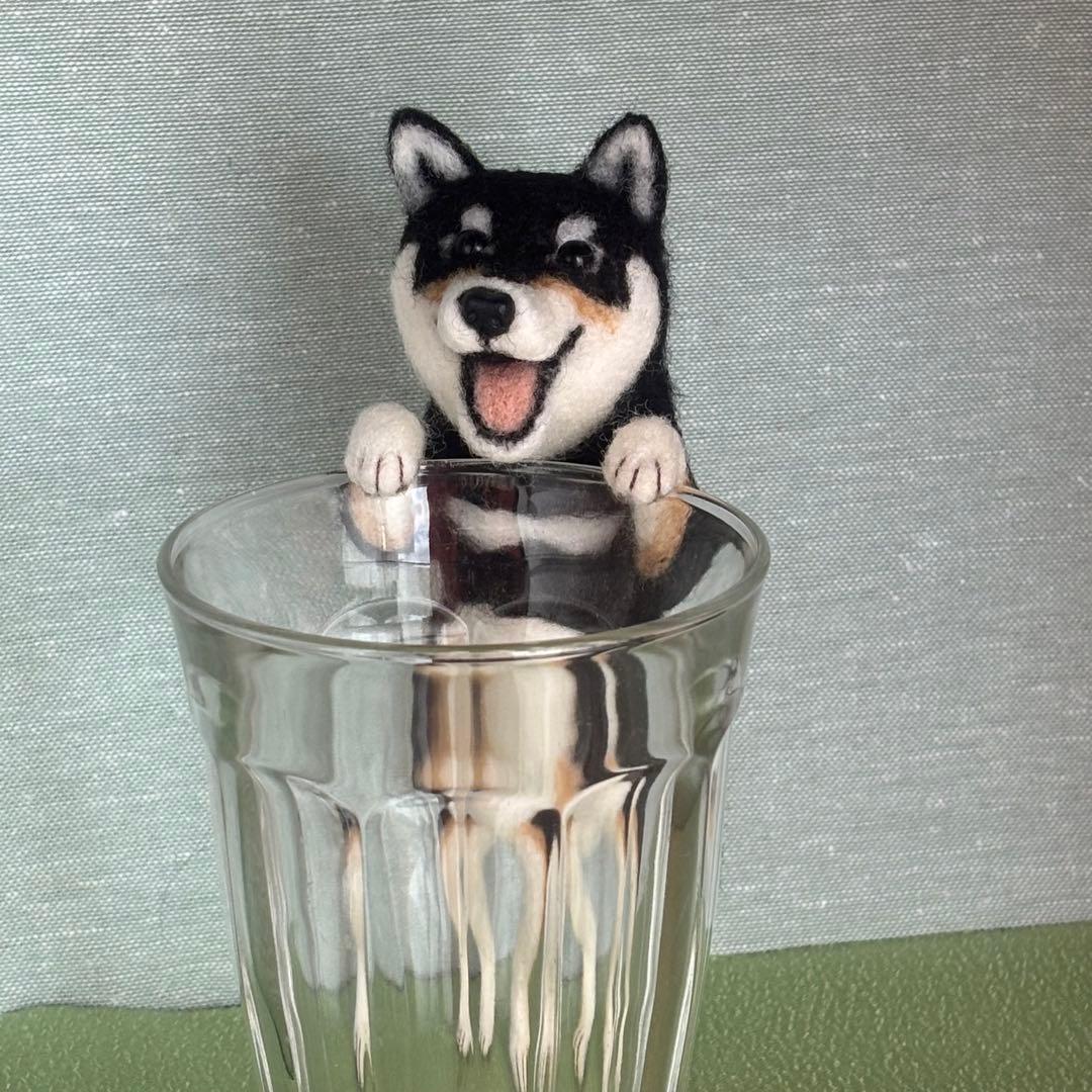 柴犬 黒柴 羊毛フェルト ハンドメイド No.104 柴犬 黒柴 羊毛フェルト