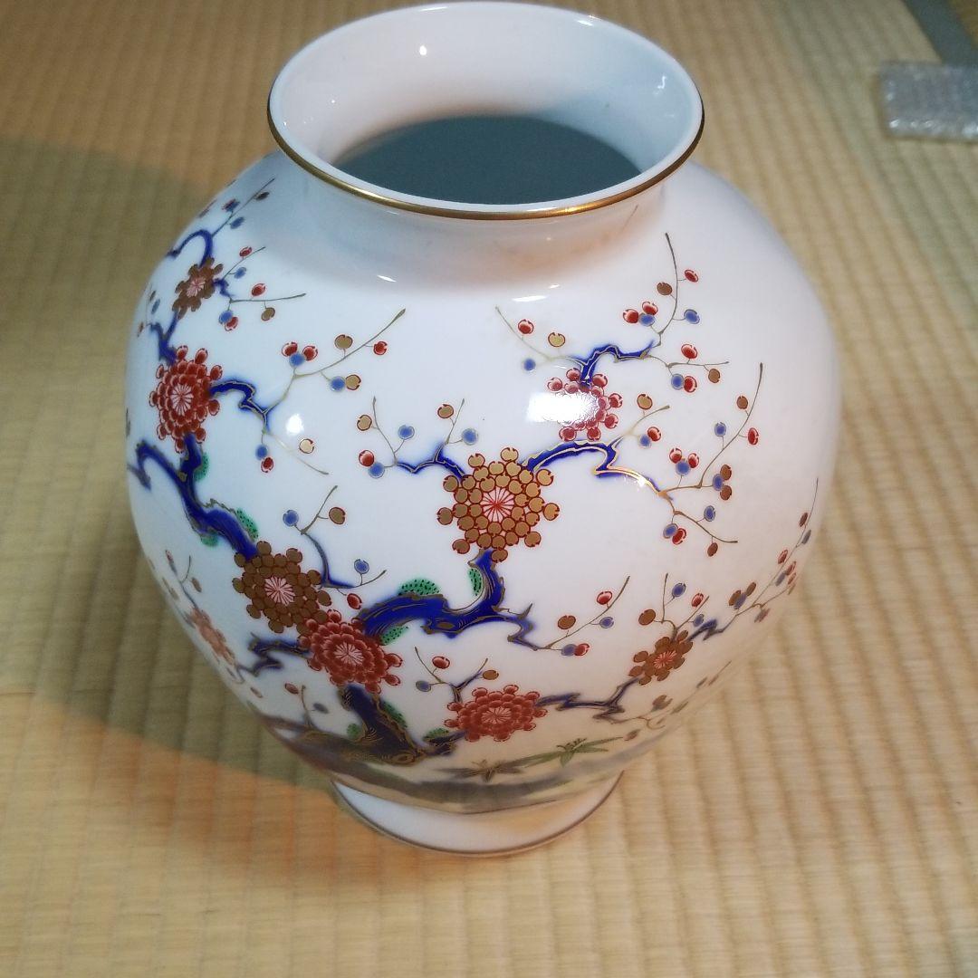 深川製磁 牡丹に雀絵図花瓶