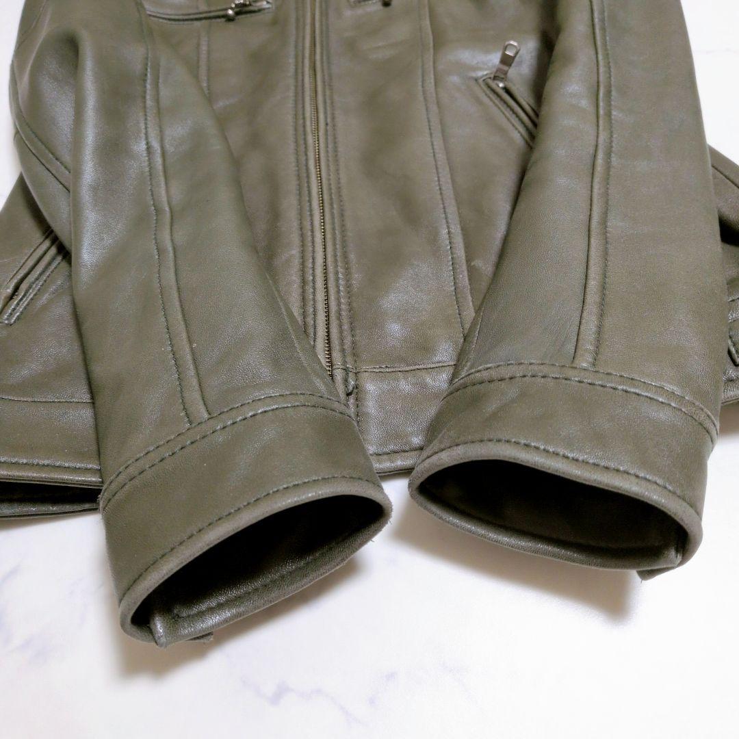 希少カラー】メンズビギ シングルライダース ラムレザー カーキブラウン М