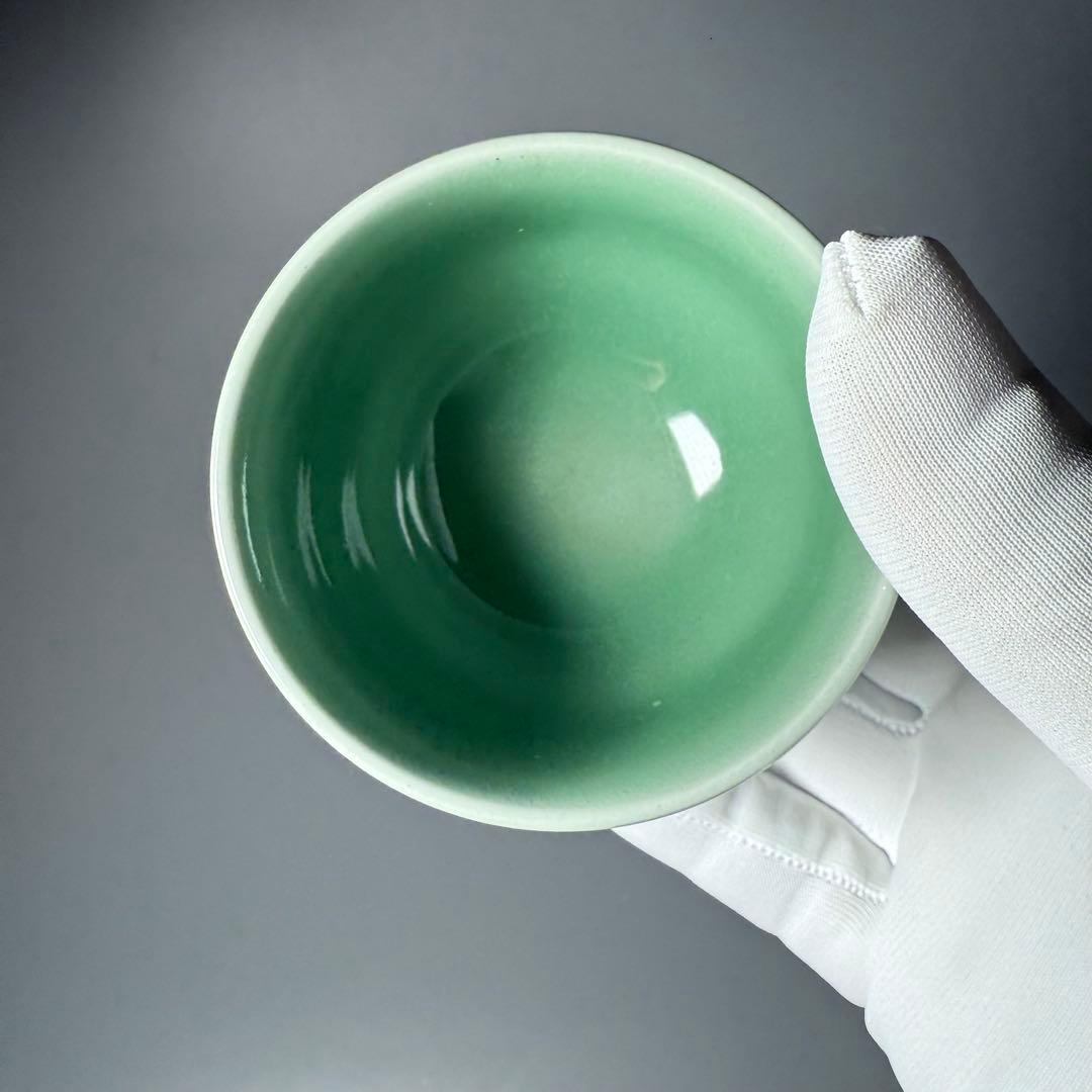 人間国宝 中島宏 造 青磁湯呑み 翡翠色 汲み出し 五客 共箱 未使用