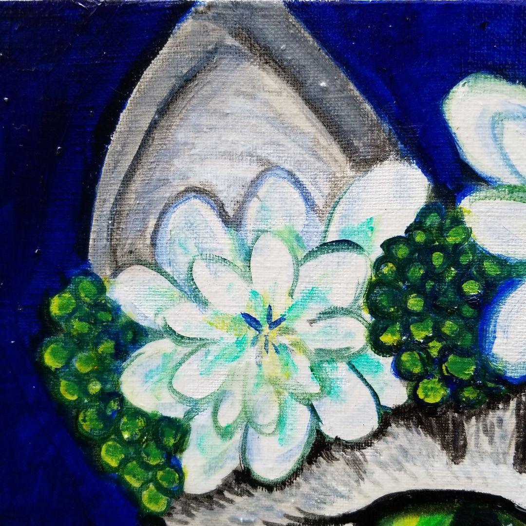 油絵 専用 花冠の猫 サバトラ白ちゃん