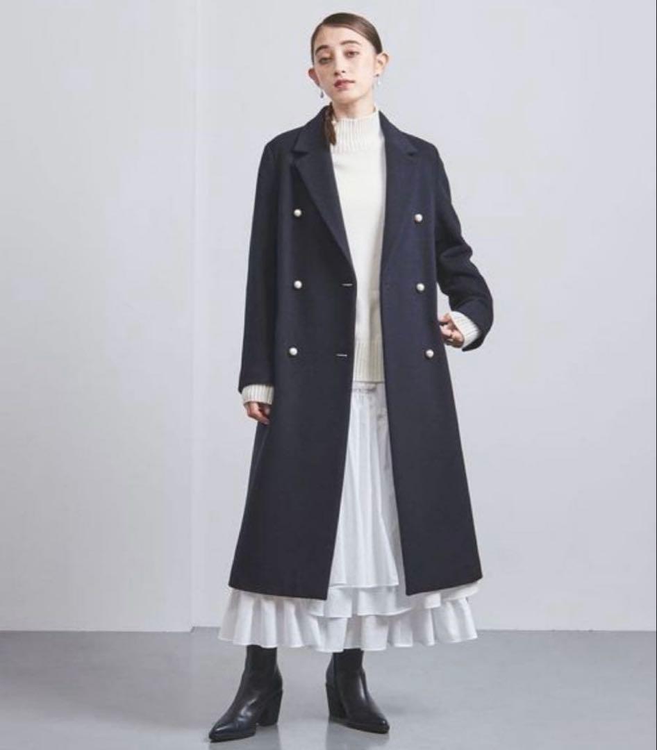 UNITED ARROWS パールモチーフボタンテーラードコート 36 紺