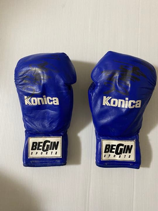 K‐1サイン入りグローブ 角田信朗 【実使用グローブ】 サイン色紙 生