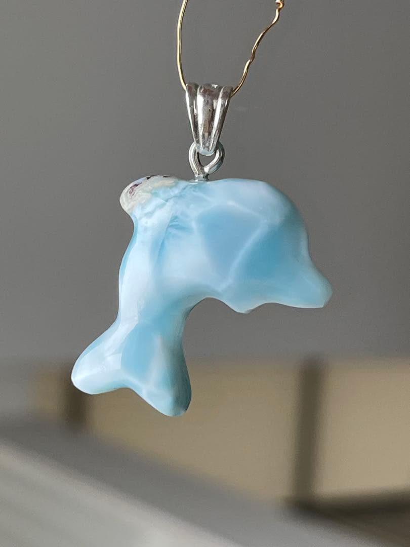 天然石☆高品質！ラリマーイルカ型☆濃いブルー＆ラリマーらしい模様