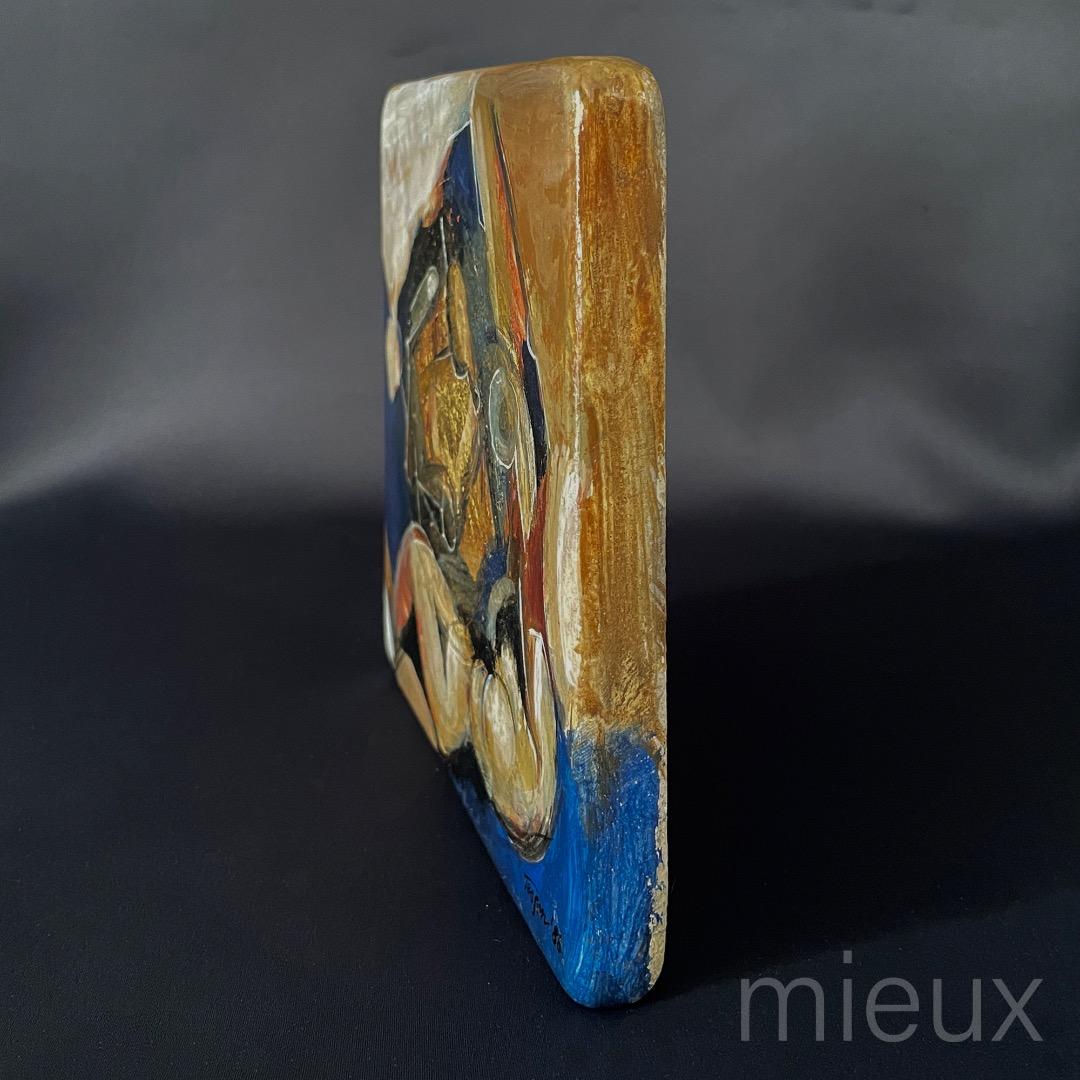 佐藤鐵仙「イブの誘惑 B」陶板に油彩 油絵 サイン入り 美品 美術品