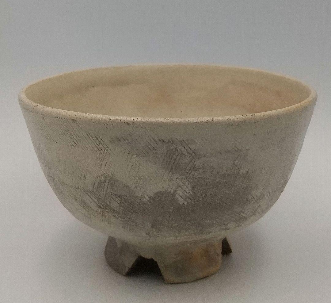 真作保証 陶泉 千漢鳳造 聞慶窯 櫛目割高台茶碗 猫掻茶碗 共箱付 未使用②