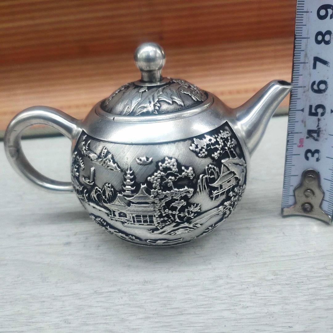 銅器 山水茶壺 酒壺 茶道具 工芸品 美術品 置物