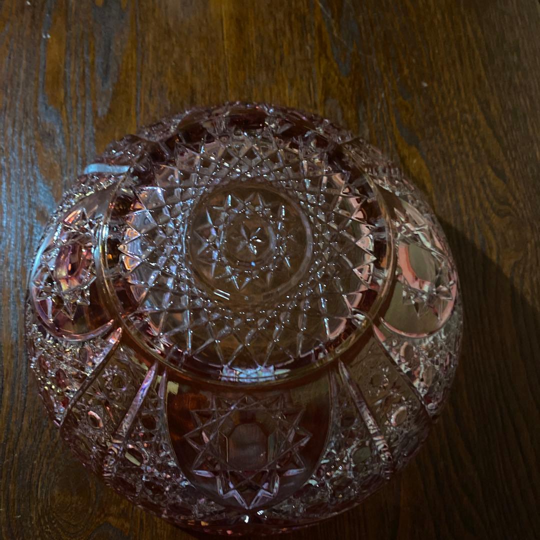 輸入品フランス製 赤被せ クリスタル カットガラスボール 切子ボール