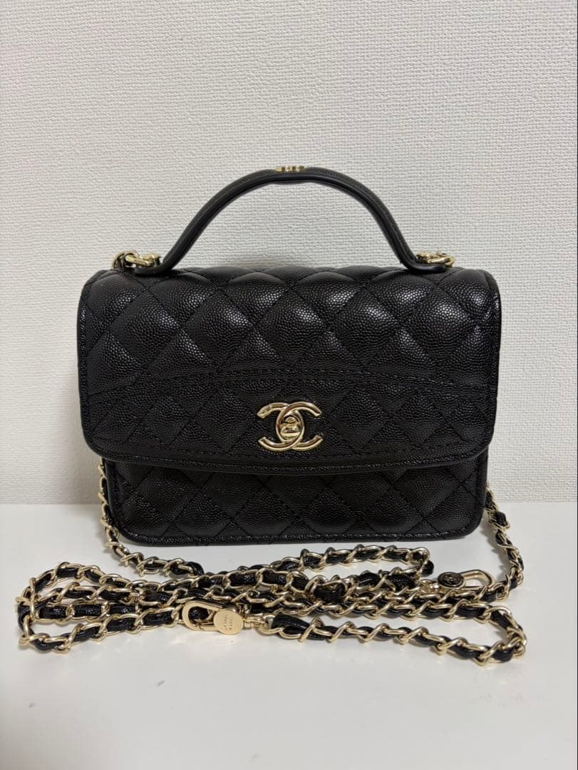 シャネル ノベルティ トップハンドル ショルダーリュックバッグ キャビアスキン