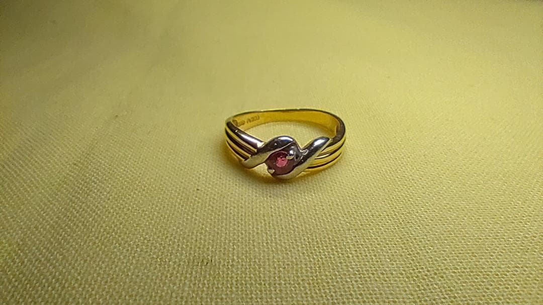 K18 Pt900コンビ ルビーの指輪