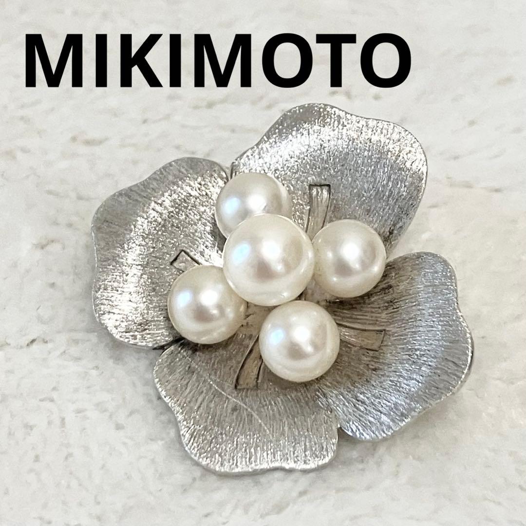 ★美品★ミキモト　パールブローチ　フラワー　お花　あこや真珠　シルバー　5粒 楽天市場】ミキモト アコヤパール ピンブローチ 5.5mm K18YG バラ 薔薇