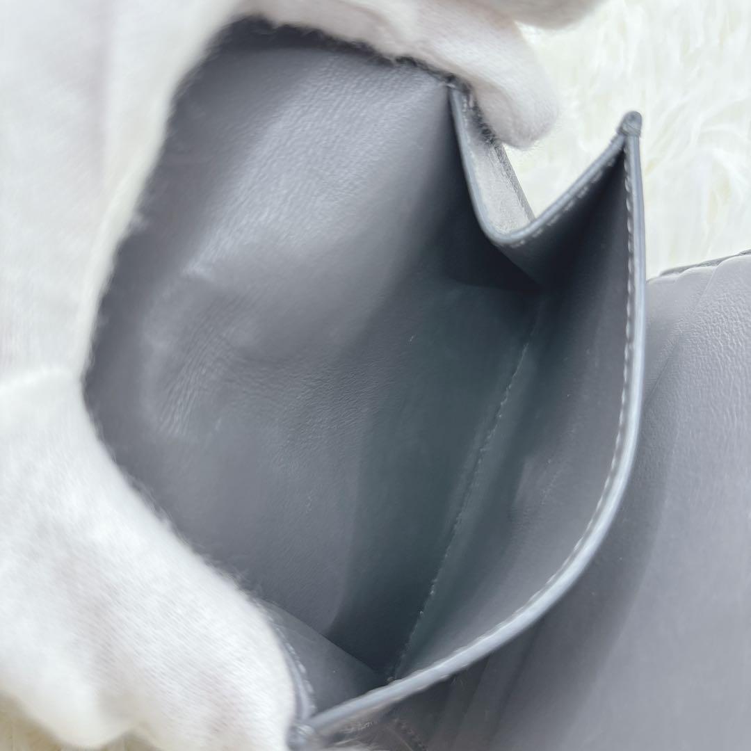 美品✨️CELINE 二つ折り財布 グレー×ピンク スモールストラップウォレット