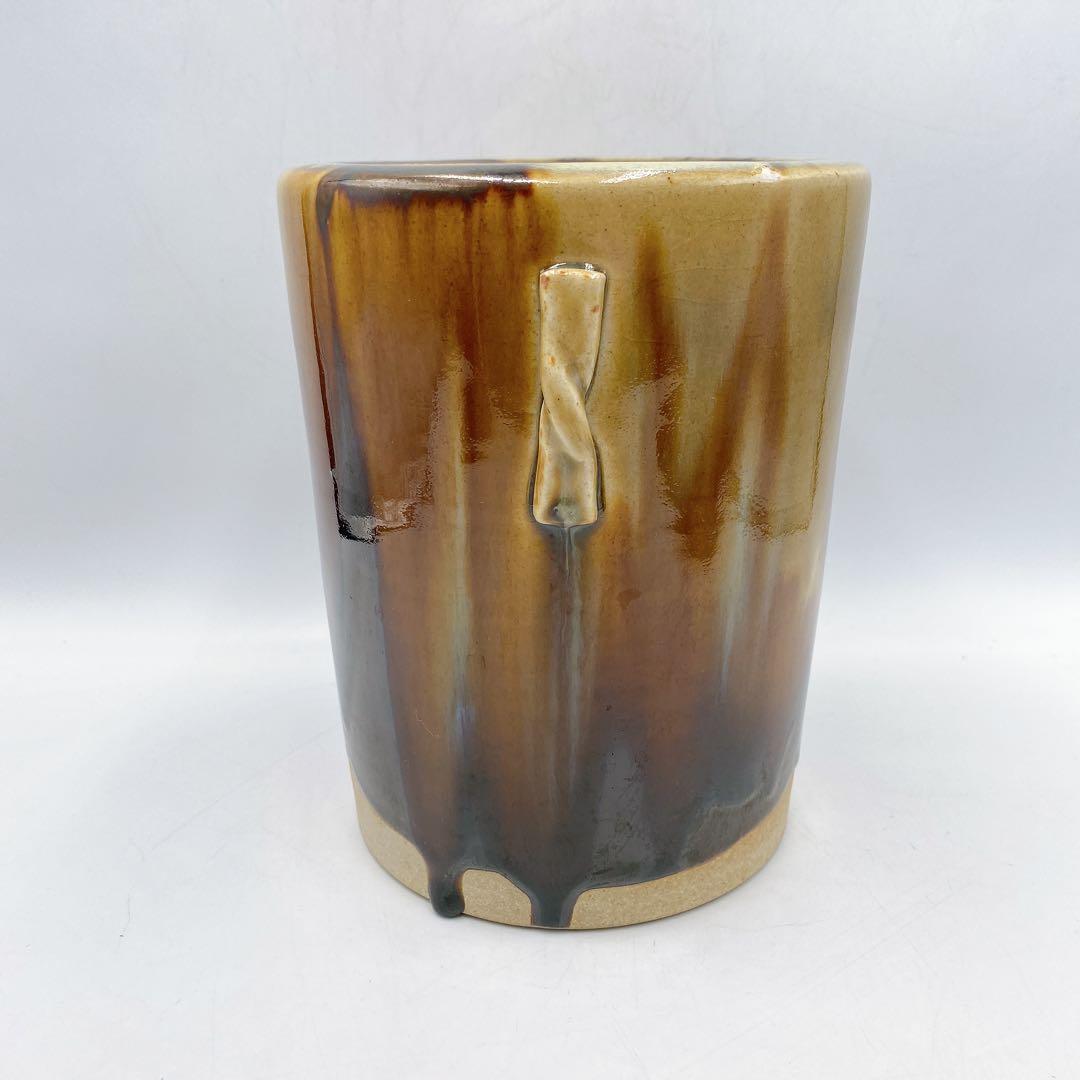 膳所焼 水指 耳付ヘラ目 水指 陽炎園造 茶道具 お茶