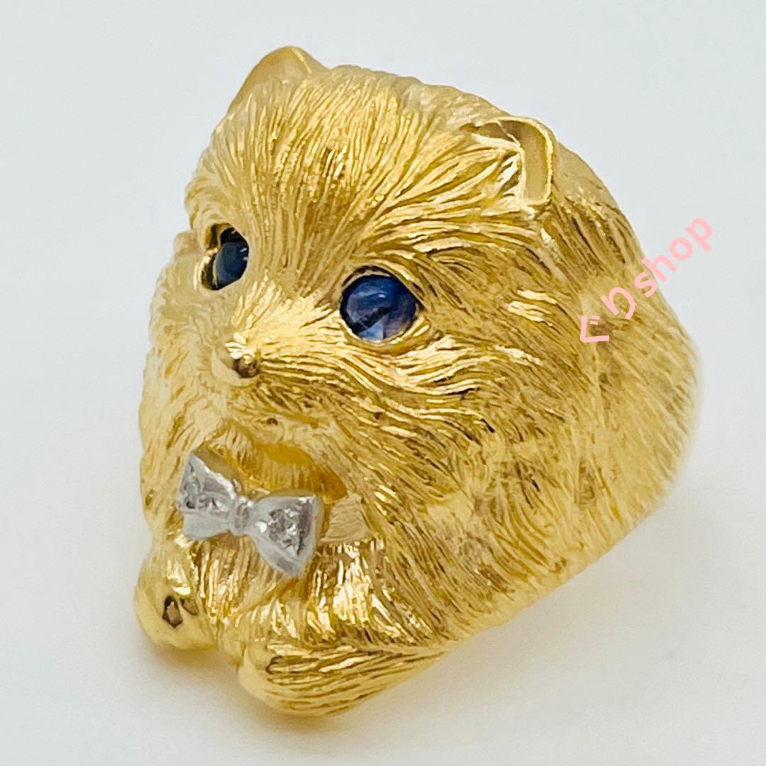 k18 犬 モチーフ リング