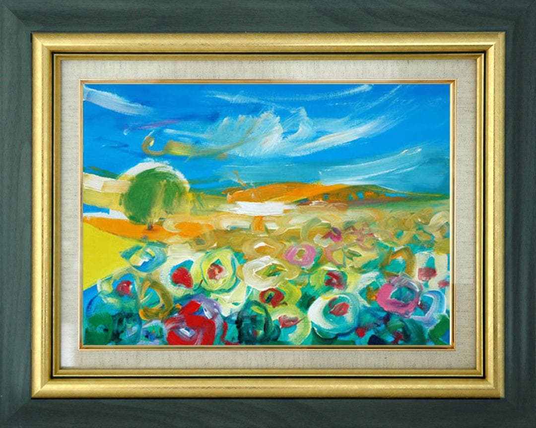 油絵 菅家令子 絵 絵画 インテリア 額付(黒) uF6-050610 風景