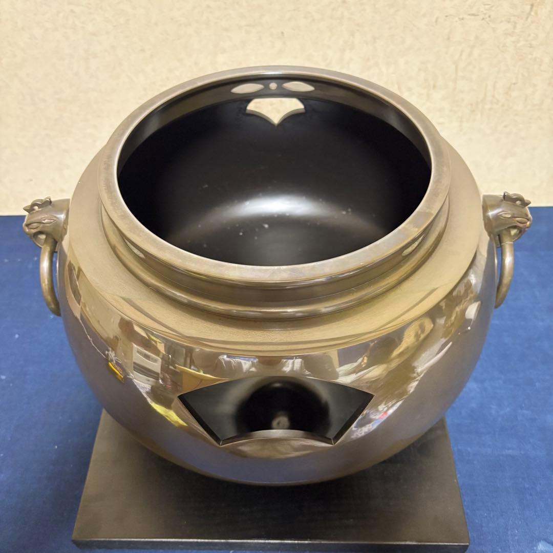 風炉/茶釜/電熱器/唐銅鬼面風炉釜/野々田製電熱器/敷板/茶道具/お点前