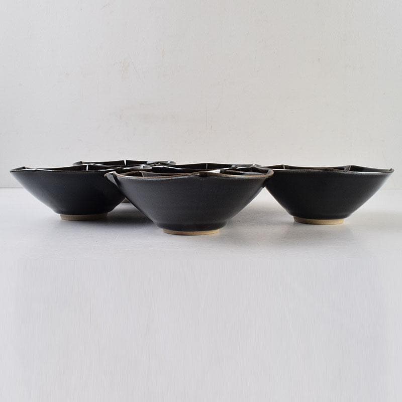 和食器 常滑焼 轍窯 久田重義作 天目組鉢 五客 共布共箱 V R9221