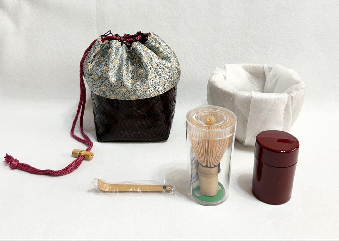 茶道具セット 茶碗・茶筅・茶入れなど野点 茶箱 本漆器 全7点 茶器/