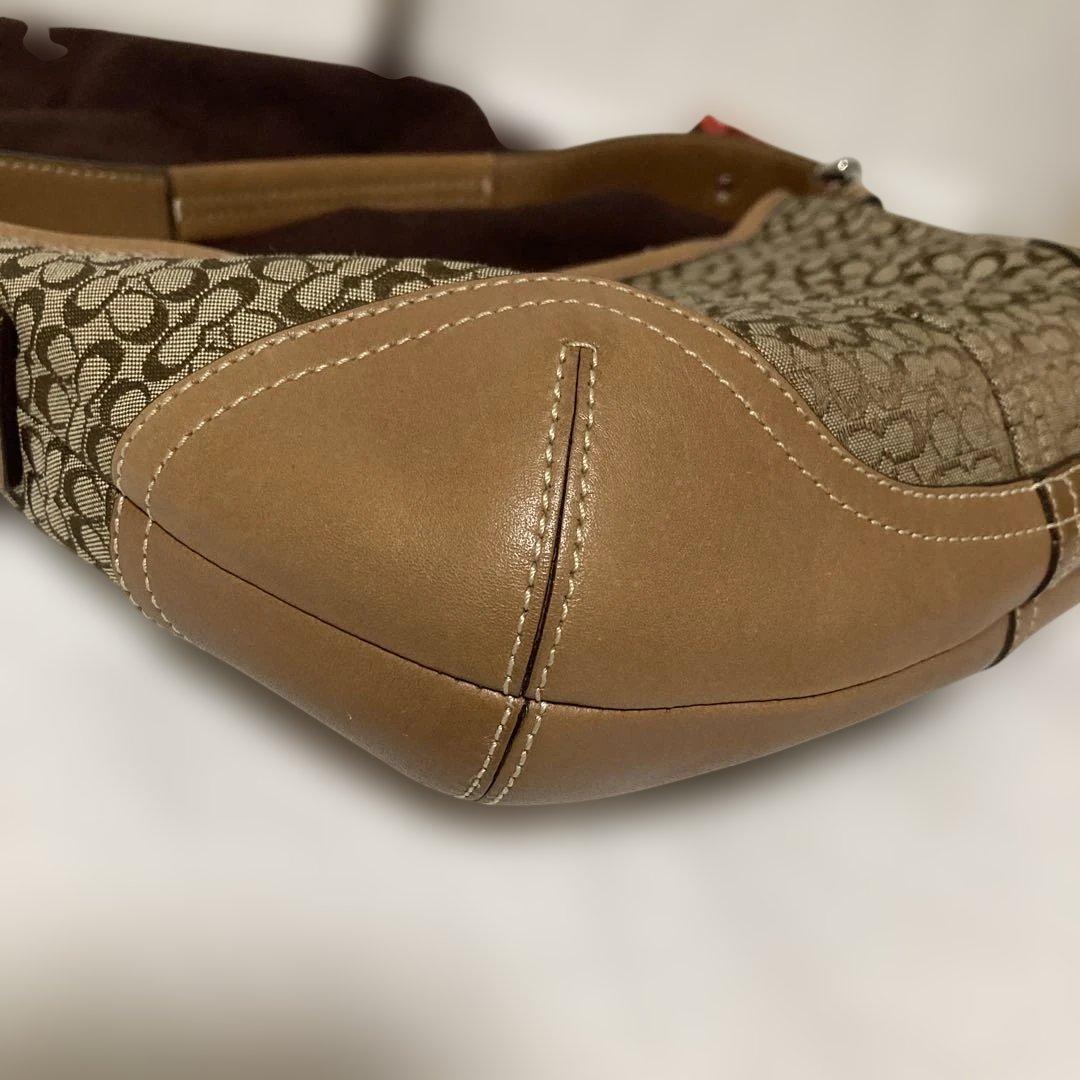 【美品】COACHミニシグネチャーホーボーワンショルダーバッグSOHO★6351