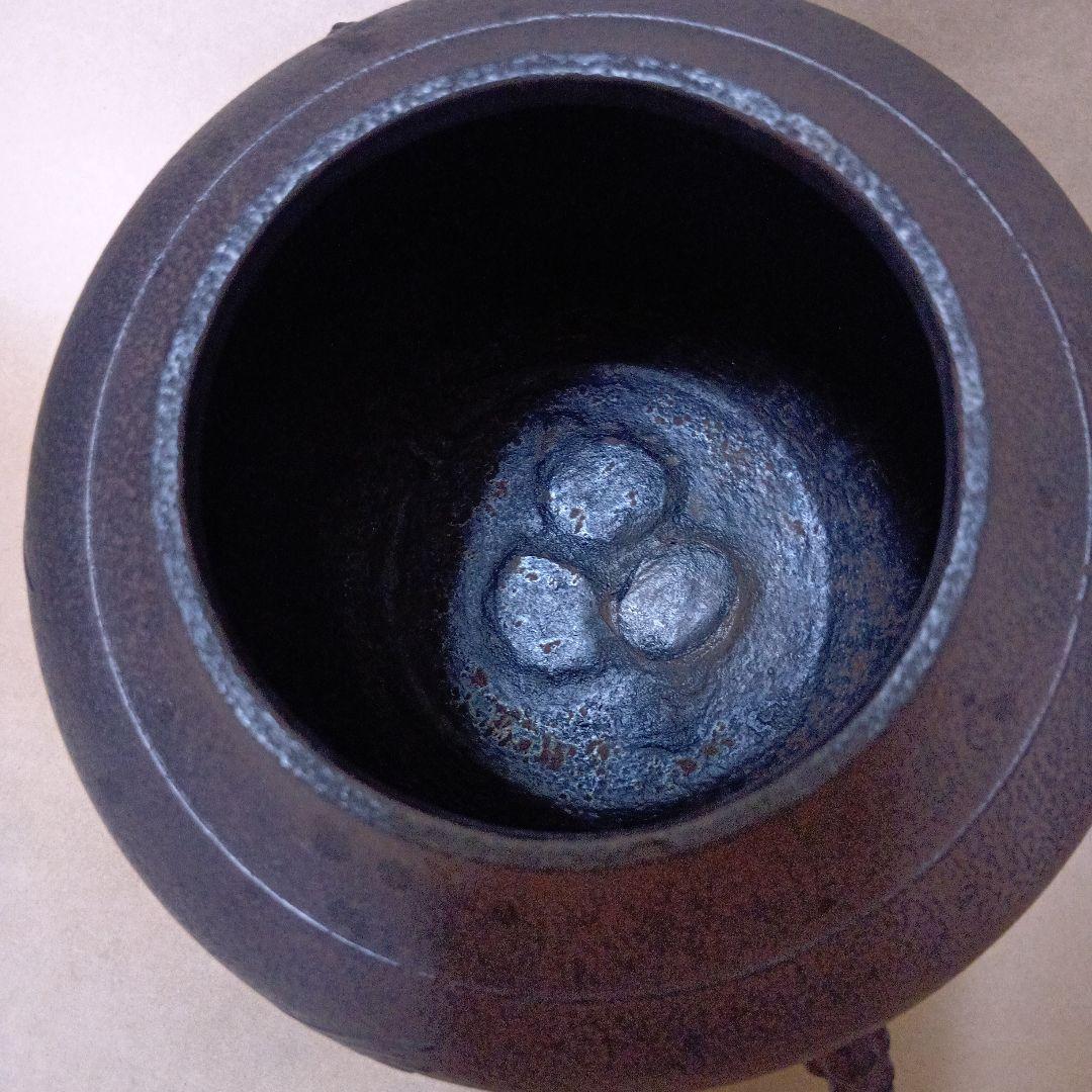 茶道具 鷺地紋真形釜