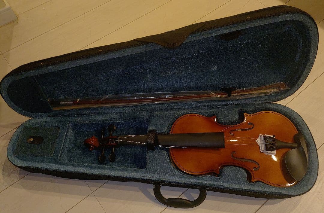 【モンジエ】 V10 バイオリン本体と弓、ケース付き　青色(写真3.4)