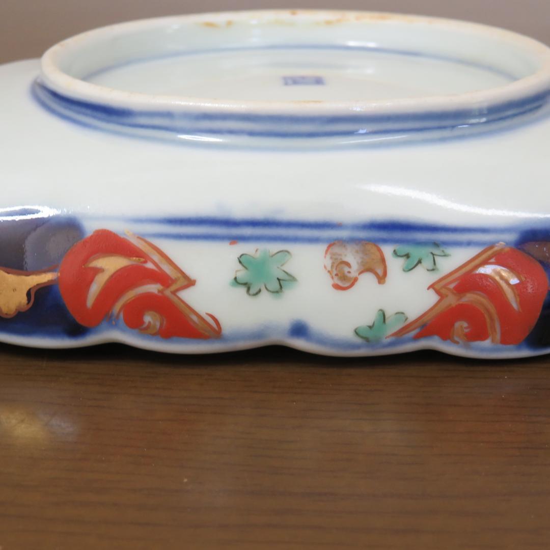 角皿 金彩 色絵付け 歪みあり 松竹梅 人物 船 小鳥 紅葉 5脚 江戸時代