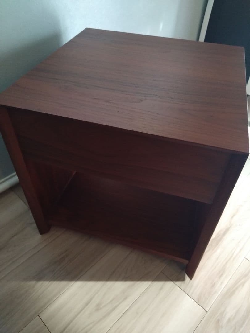 木製サイドテーブル ウォールナット 引き出し付き