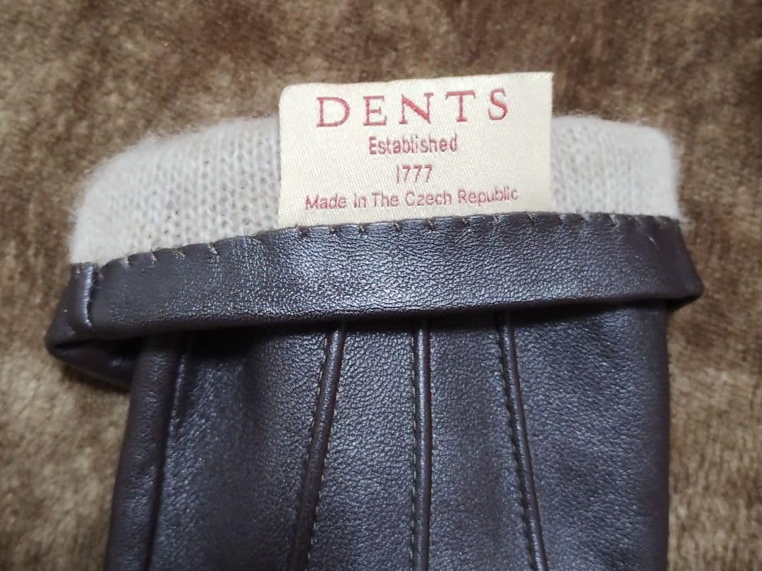 DENTS/本革レザーグローブ(ブラウン・Size7.5・裏地カシミア100