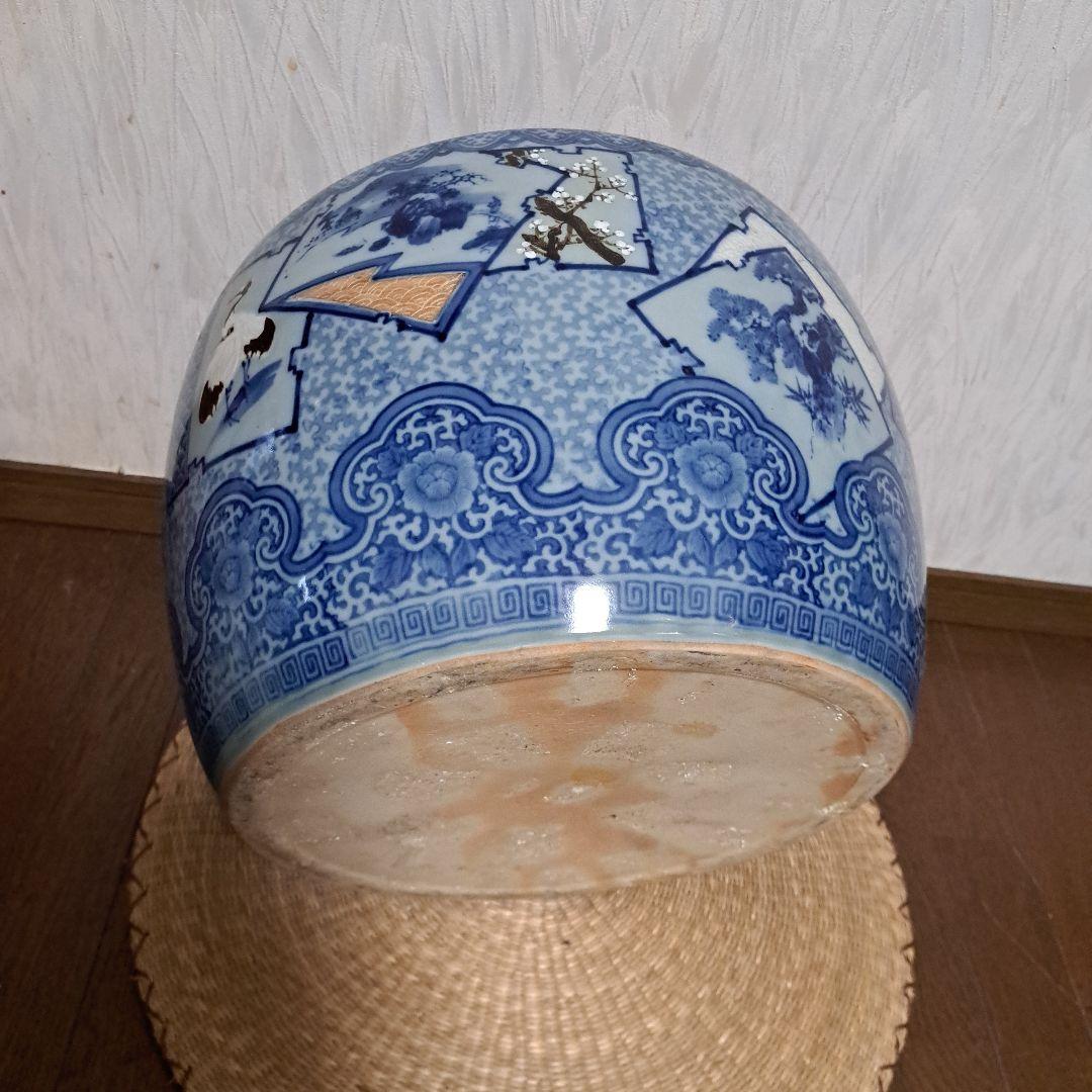 最終値下げしました❗明治～大正レトロ「藍色柄・丸火鉢」の通販はau