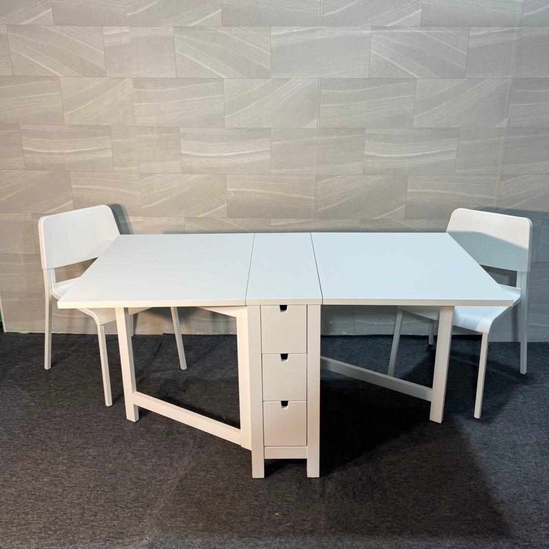 IKEA 伸縮テーブル ノールデンゲートレッグ チェア2脚セット d4752