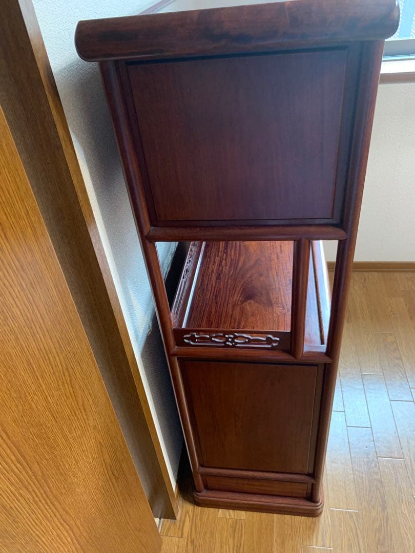 螺鈿細工 茶箪笥 昭和レトロ シェルフ 茶棚 貝 手作り 古道具