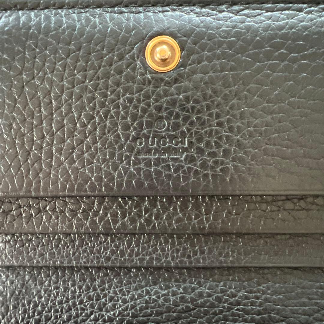 GUCCI 二つ折り財布 アニマリエ ビー ブラックレザー　蜂　ゴールド