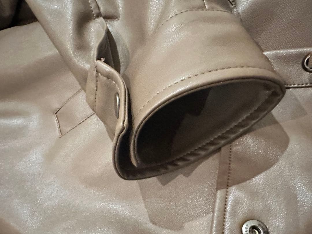 Deus デウス ブラウン フェイクレザー ジャケット L