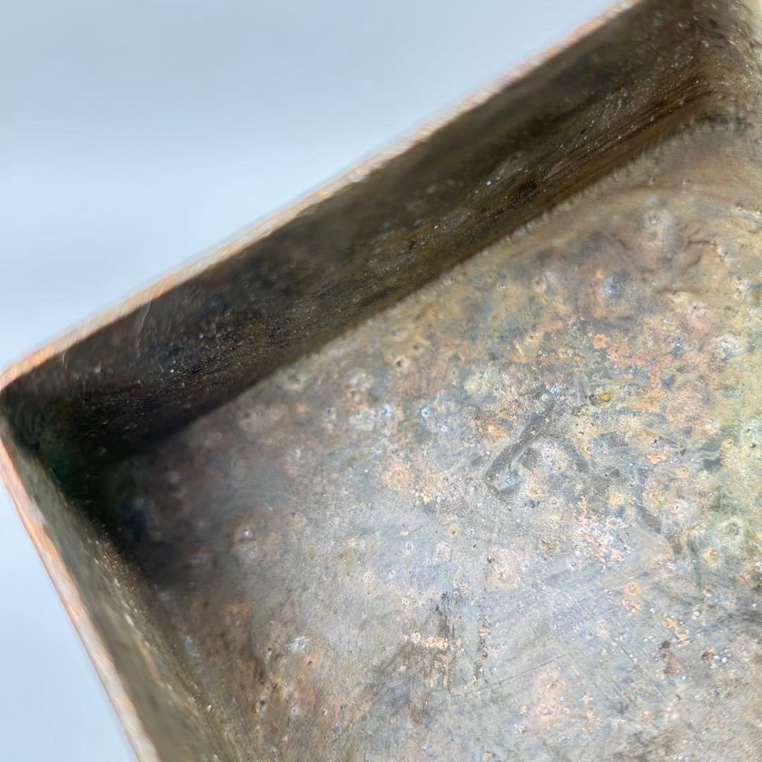 A清時代 古銅 和興款 松下人物風景図 墨盒 年代物 骨董古玩