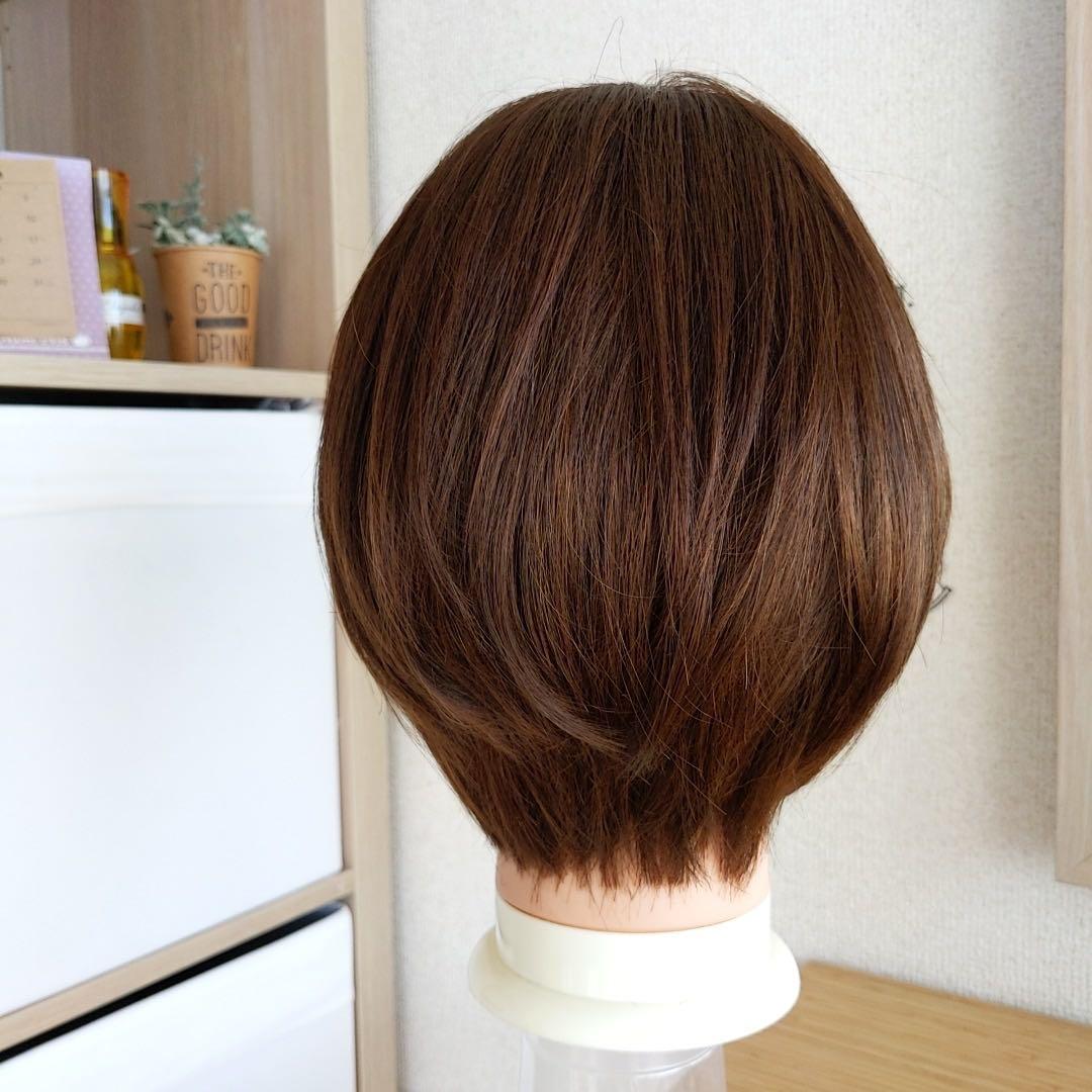 sara♡★サラサラ高級人毛100%★ショート②　ブラウン　フルウイッグ