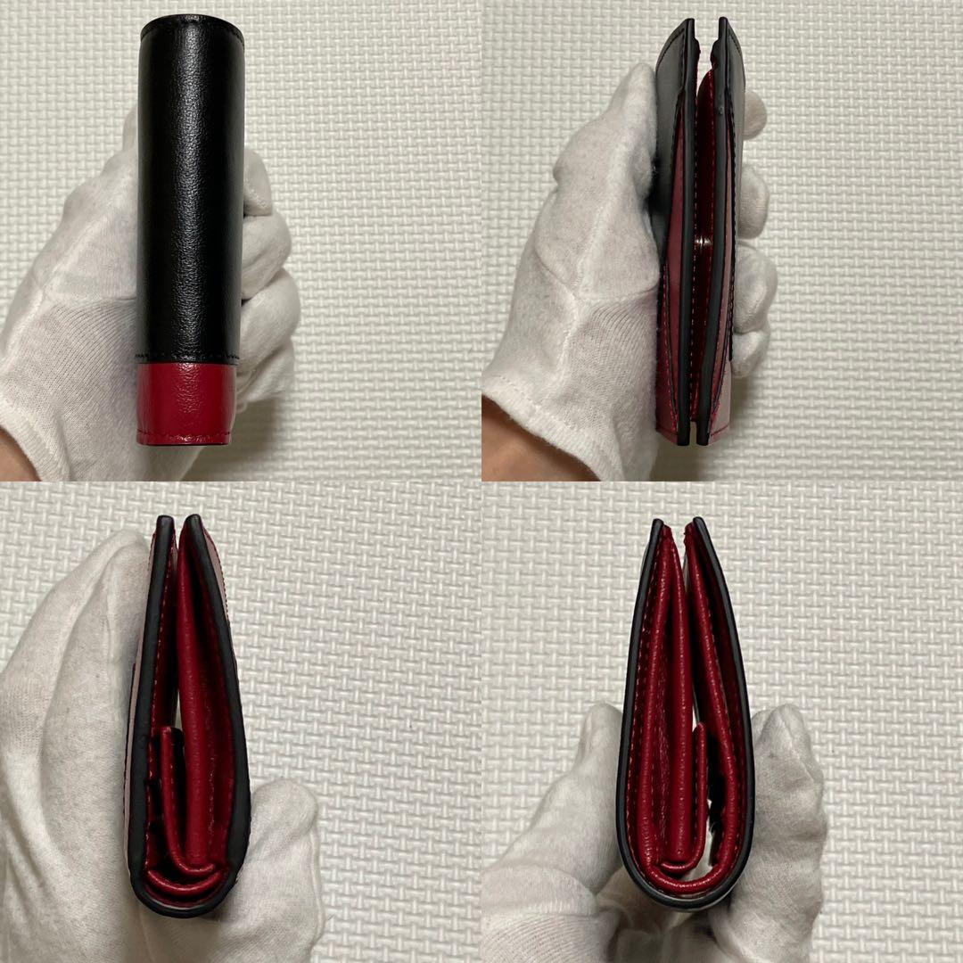 未使用 MARNI マルニ レザー二つ折り財布 黒×赤 ミニ財布 箱袋付き