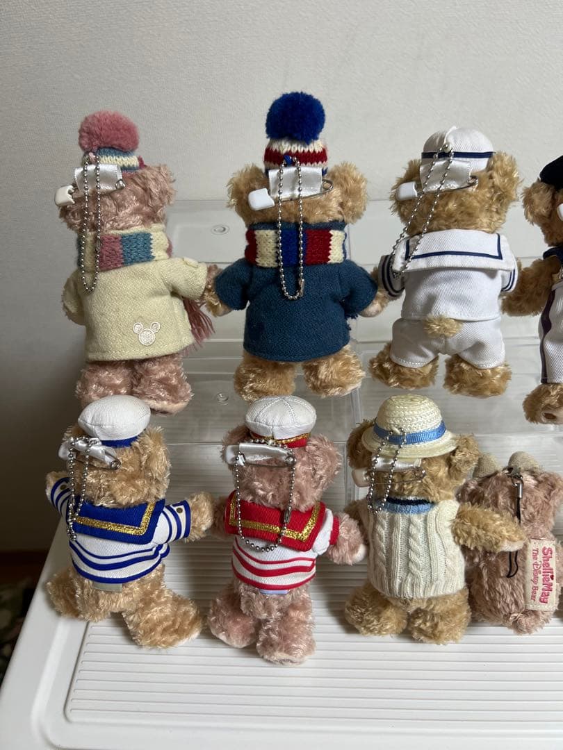 ディズニー、ダッフィー、シェリーメイぬいぐるみバッチ（船乗り、マフラー衣装）