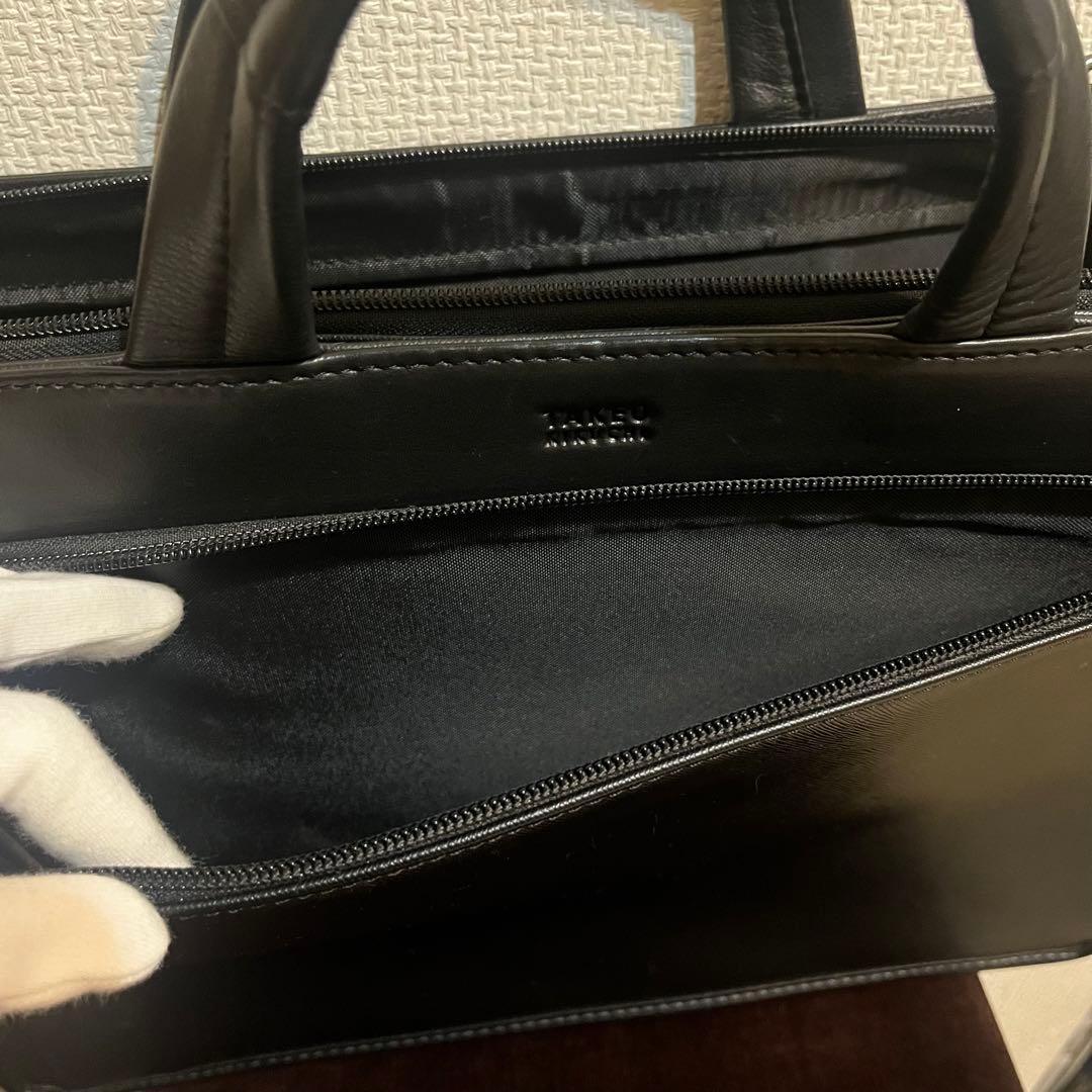 美品 TAKEO KIKUCHI タケオキクチ ビジネスバッグ 黒 皮革