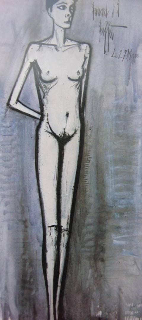 ベルナール・ビュッフェ、「Annabel debout」、希少画集の額装画