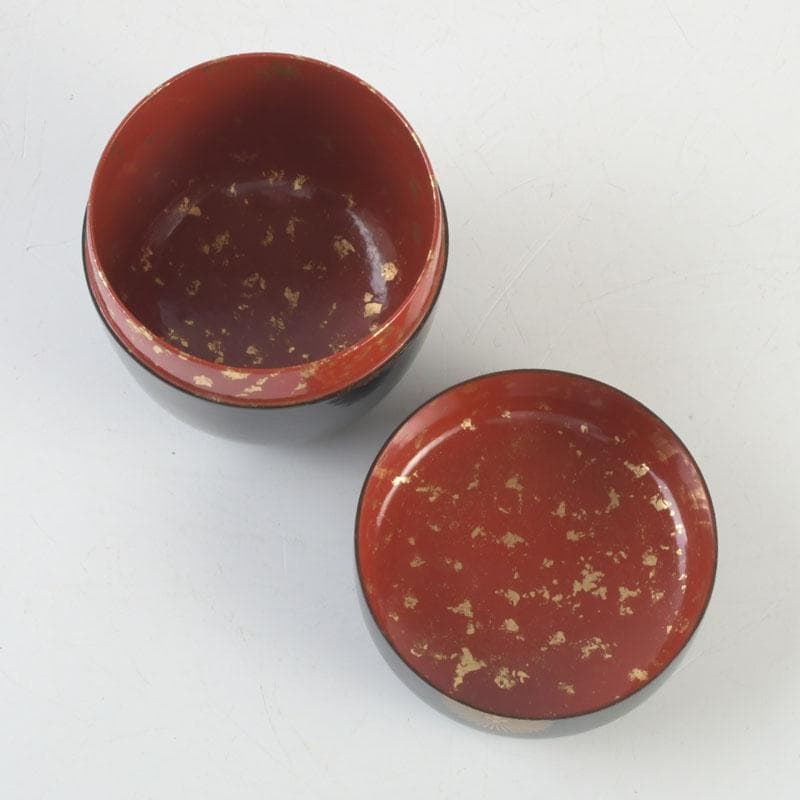 茶道具 山中塗 道場宗廣作 唐松文 一閑 大棗 仕覆付 共