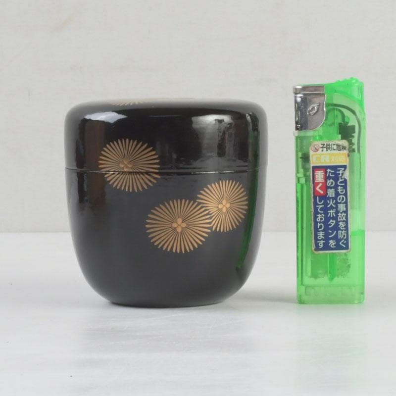 茶道具 山中塗 道場宗廣作 唐松文 一閑 大棗 仕覆付 共