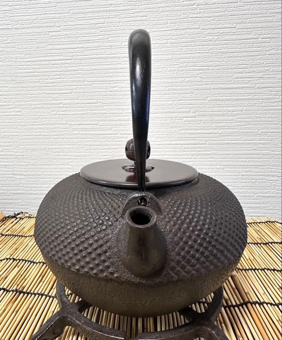 未使用品 龍敏堂造 袋鉉 飾摘銅蓋 南部鉄瓶 南部