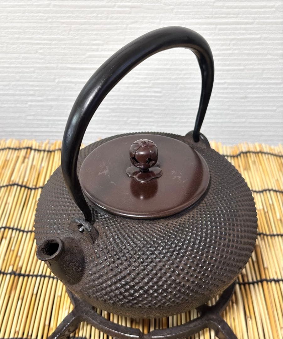 未使用品 龍敏堂造 袋鉉 飾摘銅蓋 南部鉄瓶 南部